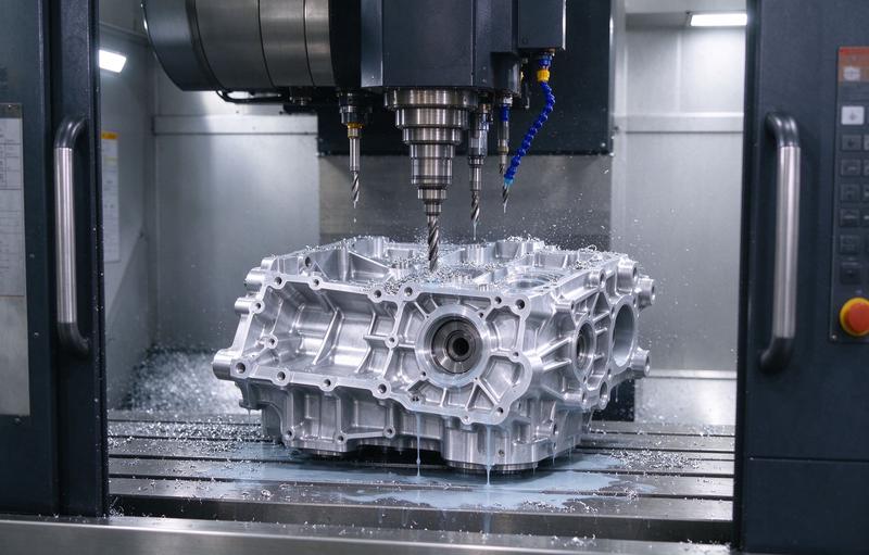 CNC milling machine machining aluminum housing